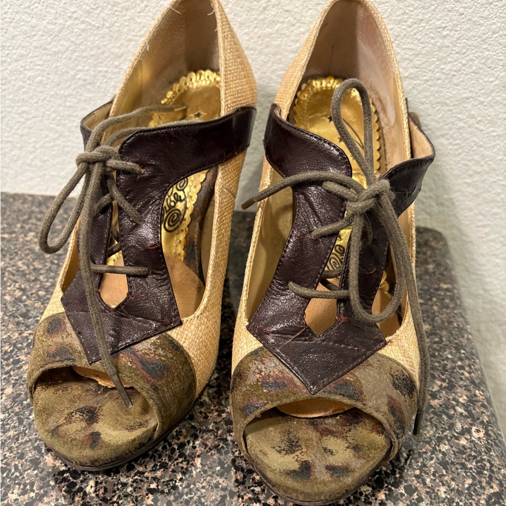 Naughty Monkey Brown and Tan Heels